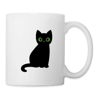 Black cat halloween green eyes sweet - Mug - white - Right