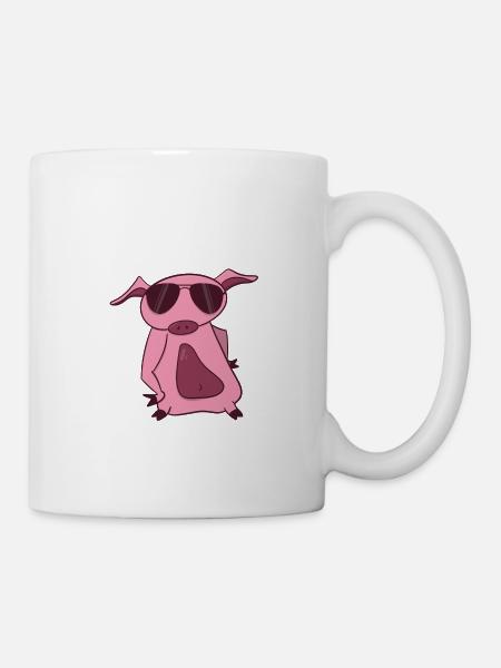 Drôle de cochon rose cool - Mug blanc - blanc