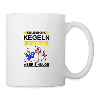 Kegeln Kegelbahn Kegelverein Kugel Geschenk - Tasse - Weiß - Rechts