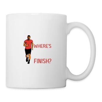 Wo ist das Finish? Humorvolle Person Gift - Tasse - Weiß - Rechts