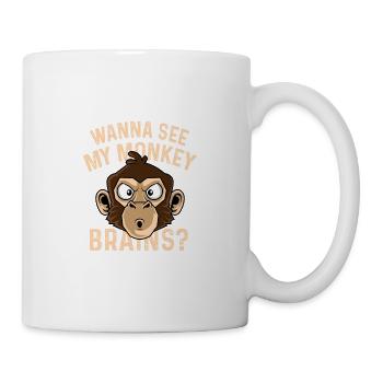 Affenhirne? Lustiger Arbeiter Geschenk - Tasse - Weiß - Rechts