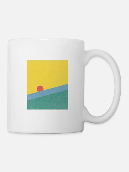 Abstrakt Meer Sonnenuntergang Vintage Style Deko - Tasse - Weiß