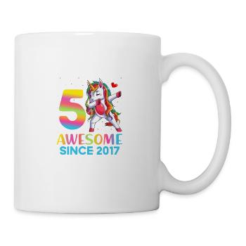tolles Tupfen Einhorn Bday 5 Jahre altes Mädchen 5 - Tasse - Weiß - Rechts
