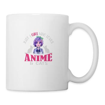 Une fille qui anime' chats mignonne fille actuelle - Mug blanc - blanc - Droite
