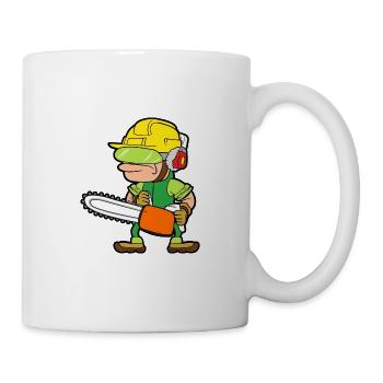 Lumberjack Lumberjack Gardener Chainsaw Power saw - Mug - white - Right