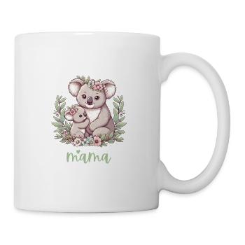 Maman Koala ours câlin I Couronne florale maman I Koala - Mug blanc - blanc - Droite