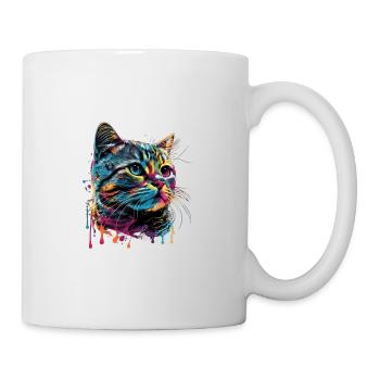 Colorful American Shorthair Cat Gaze - Tasse - Weiß - Rechts