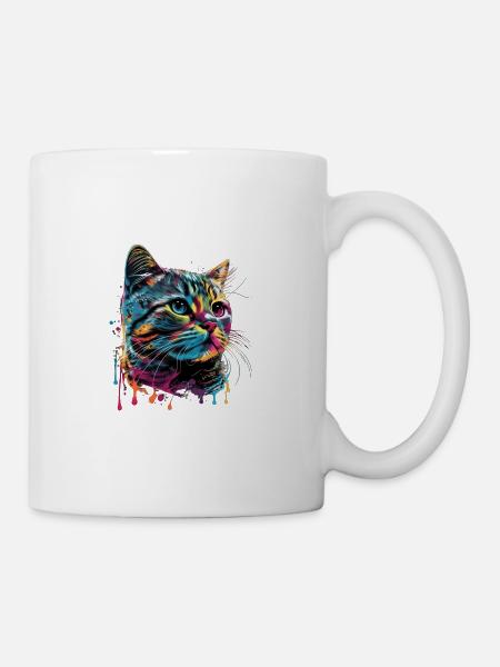 Colorful American Shorthair Cat Gaze - Tasse - Weiß