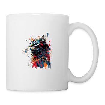 Colorful American Shorthair Cat Gaze - Tasse - Weiß - Rechts