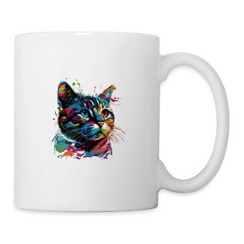 Colorful American Shorthair Cat Gaze - Tasse - Weiß - Rechts