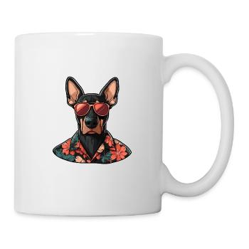 Dobermann Hund Comic Urlaub - Tasse - Weiß - Rechts