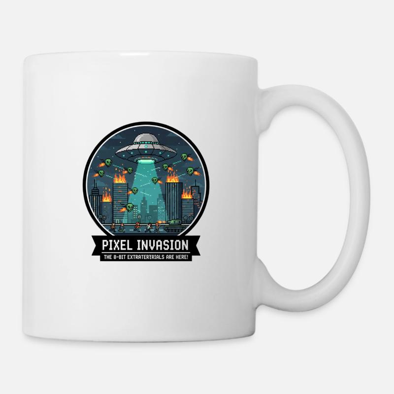 Pixel Invasion Citykrieg - Tasse - Weiß