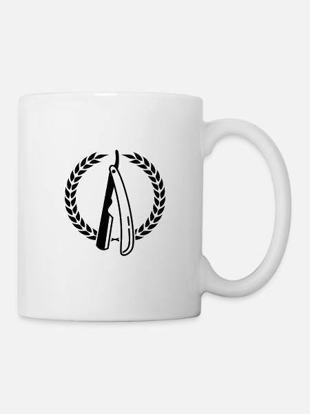 Barber Wappen Symbol Rasierklinge - Tasse - Weiß