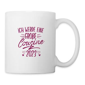 Große Cousine 2023 - Schwangerschaft Familie Baby - Tasse - Weiß - Rechts
