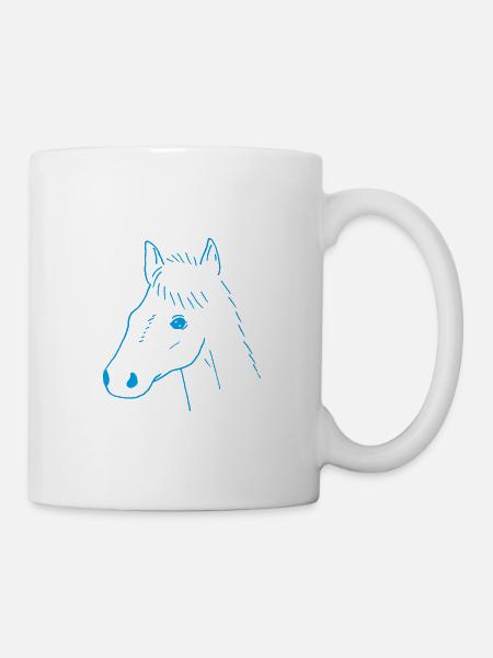 Dessin de tête de cheval - Mug blanc - blanc