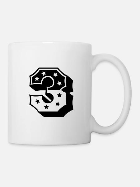 Zahl Drei - Tasse - Weiß