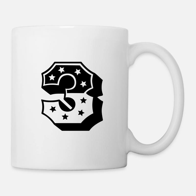 Zahl Drei - Tasse - Weiß