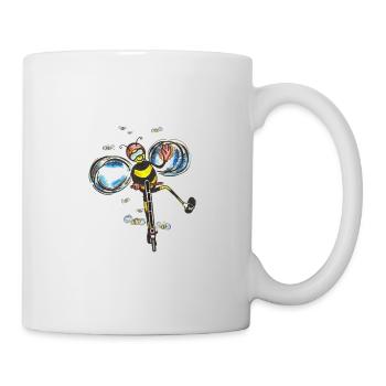 Bee rides electric scooter - Mug - white - Right