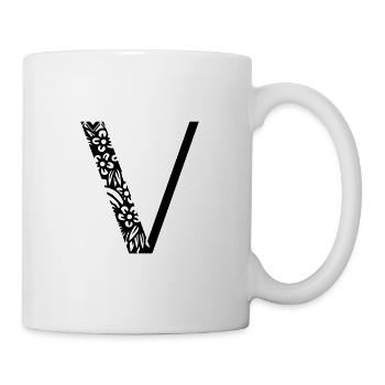Buchstabe V - Tasse - Weiß - Rechts