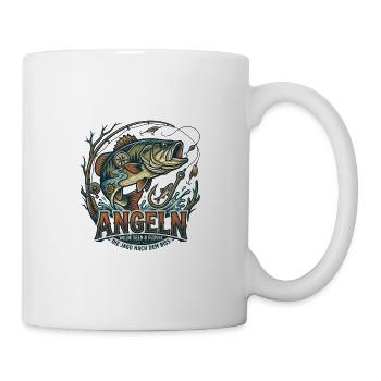 Angeln Logo Wilde Seen Flüsse - Tasse - Weiß - Rechts