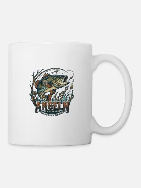 Angeln Logo Wilde Seen Flüsse - Tasse - Weiß