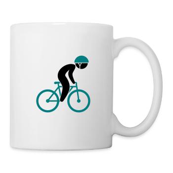 A racing cyclist on his bike - Mug - white - Right