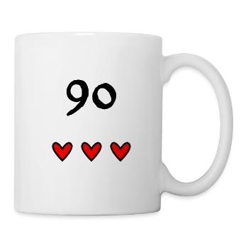 90 JAHRE. 90-jähriges JUBILÄUM. JUBILÄUM 90 JAHRE. JAHR - Tasse - Weiß - Rechts