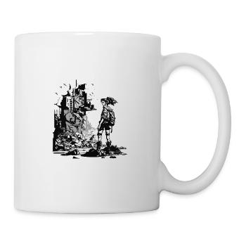 Manga Sci-Fi Welt in 8 Bit und schwarz weiß - Tasse - Weiß - Rechts