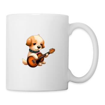 Chien avec guitare - Mug blanc - blanc - Droite