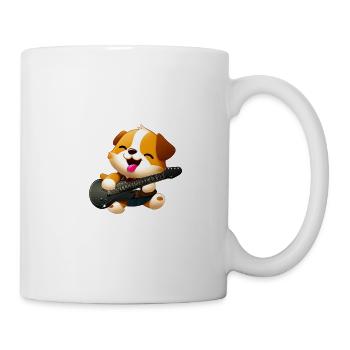 Hund mit Gitarre - Tasse - Weiß - Rechts