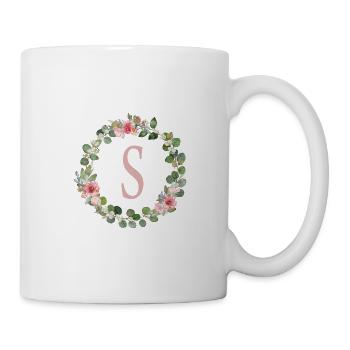 S Monogram Eucalyptus Rose Wreath - Mug - white - Right