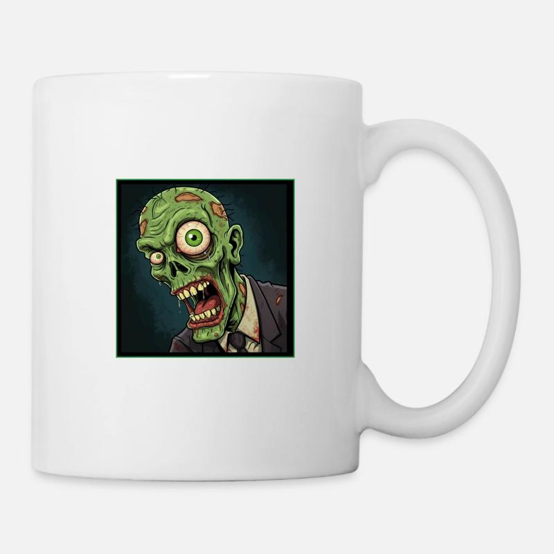 Graphique de tête de zombie effrayante - Mug blanc - blanc