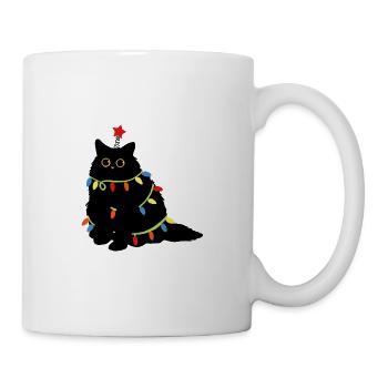 Christmas Cat with Fairy Lights - Mug - white - Right