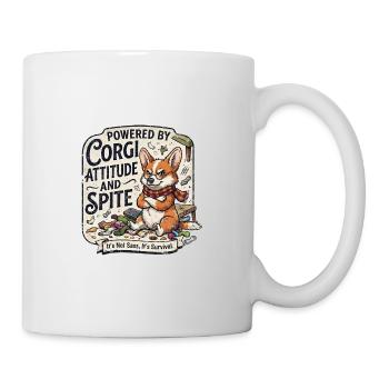 Powered By Corgi Attitude And Spite Funny Dog - Mug - white - Right