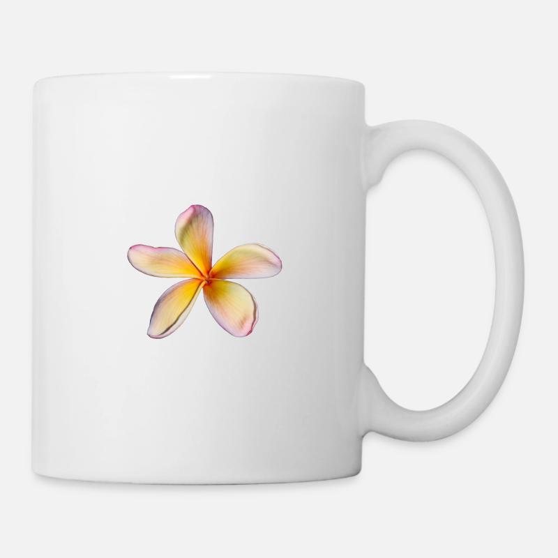 Frangipani-Ausschnitt auf Schwarz - Tasse - Weiß