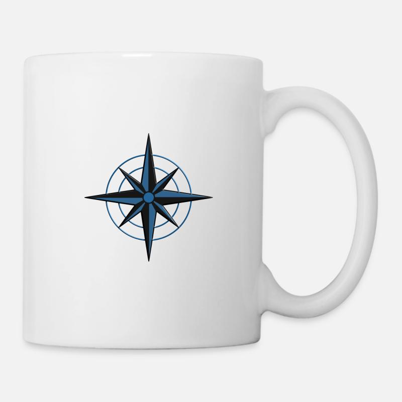 Navigation Kompass Stern Segler und Skipper Boot - Tasse - Weiß