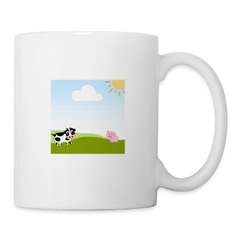 La vache et le cochon jouent au soleil| Merch pour enfants - Mug blanc - blanc - Droite