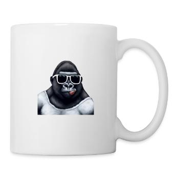 großer lustiger Gorilla mit cooler Sonnenbrille - Tasse - Weiß - Rechts