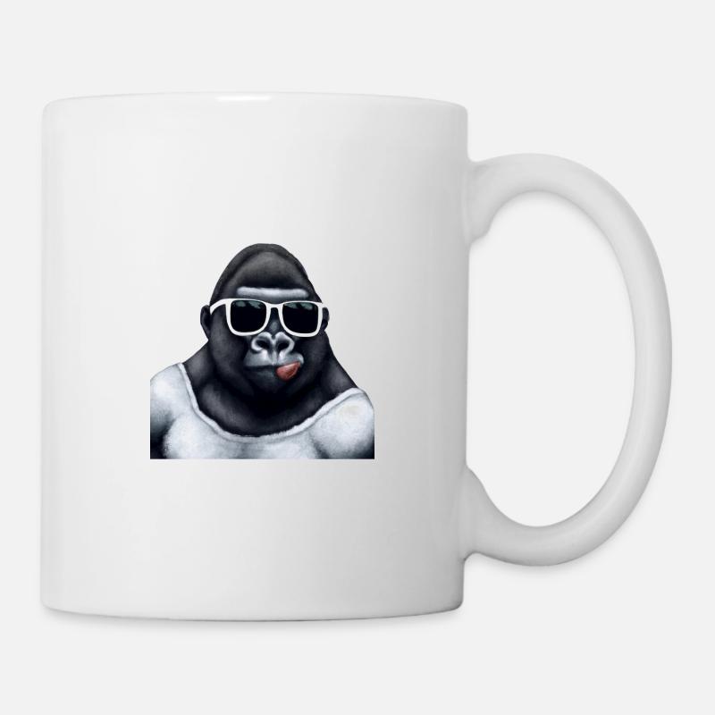 big funny gorilla with cool sunglasses - Mug - white
