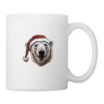 Eisbär Kopf Weihnachtsmütze Weihnachten Geschenk - Tasse - Weiß - Rechts