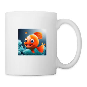 Süsser fröhlicher Clownfisch im Meer mit Korallen - Tasse - Weiß - Rechts