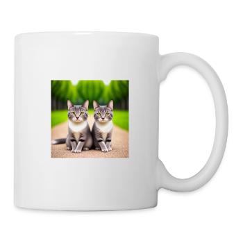 Feline twins on the road - Mug - white - Right
