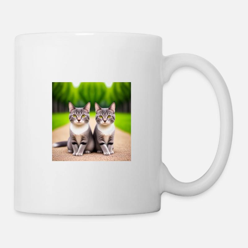 Feline twins on the road - Mug - white