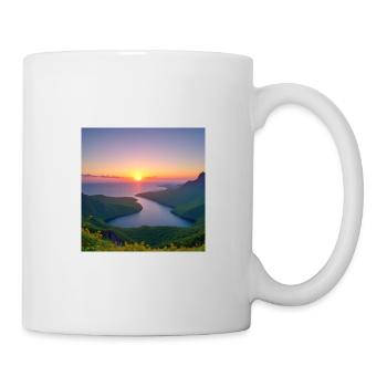 Sunset over the lake valley - Mug - white - Right