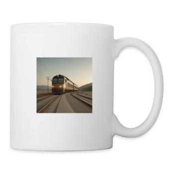 Trainieren Sie in der Abenddämmerung auf den Gleisen - Tasse - Weiß - Rechts