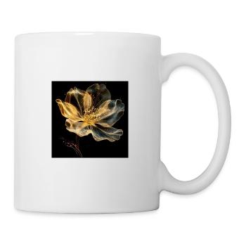 Goldene auf schwarzer leuchtender Blume - Tasse - Weiß - Rechts
