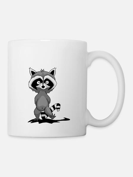 Waschbär urban Wildtier süß frech lässig Geschenk - Tasse - Weiß