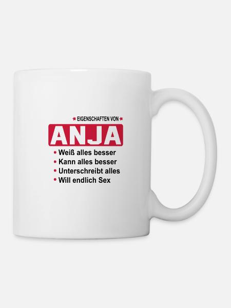 anja Geschenk Geschenkidee Name - Tasse - Weiß