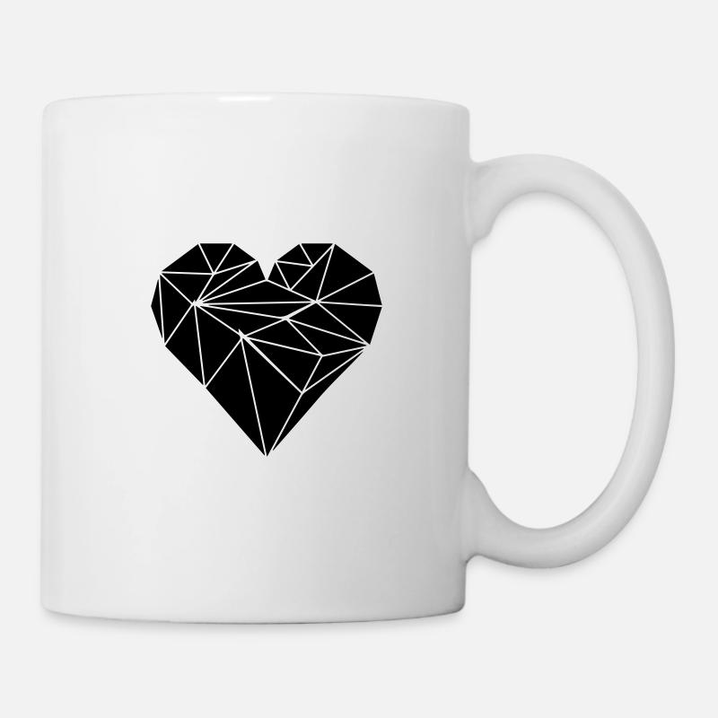 Schwarze Herzlinie gezeichnet - Tasse - Weiß
