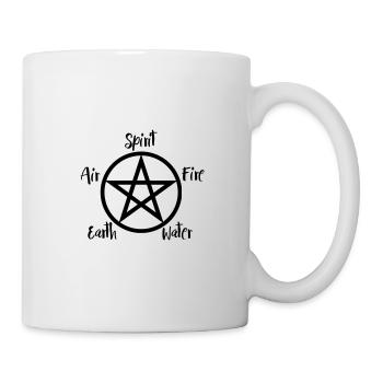 Black pentagram wicca with text - Mug - white - Right